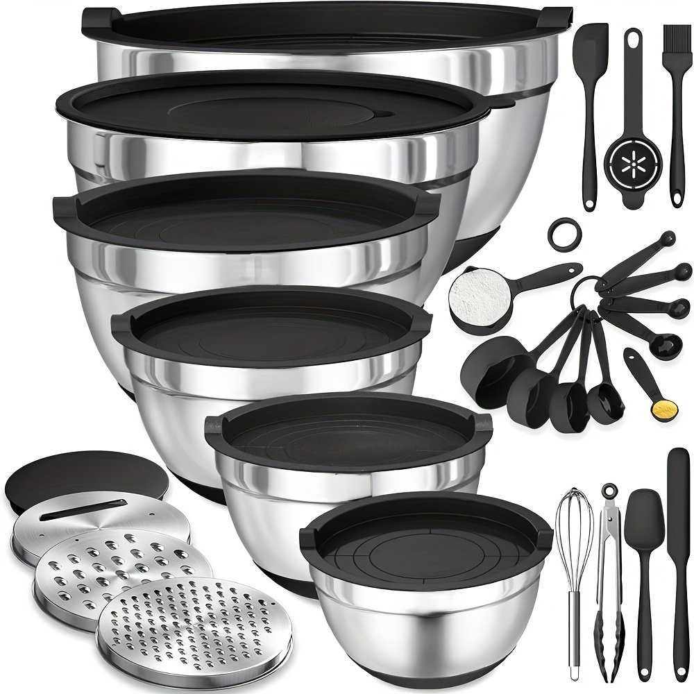 Kitchen Gadgets Useful - 17-teiliges Rührschüssel-Set aus Edelstahl, Rührschüsseln mit