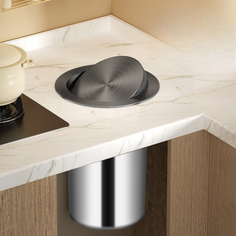 Kitchen Gadgets Luxury - Küchen-Mülleimer, integrierter Mülleimer, Edelstahl, große Wurfbehälter,