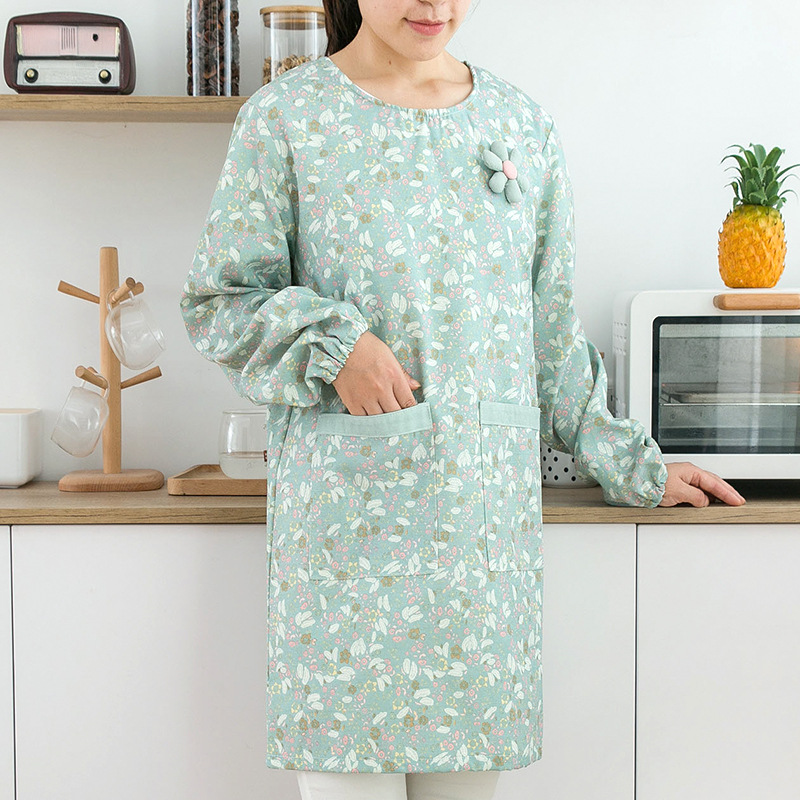 Kitchen Gadgets For Women - Damen Baumwoll-Langarmschürze Wasserdicht Ölbeständig Arbeitskleidung für