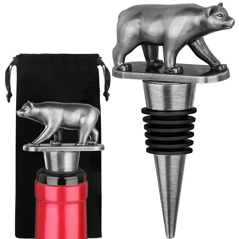 Kitchen Gadgets Club - Tragbarer Weinstopfen in Bärenform aus Metall,